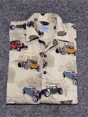 David Carey Originals Button Shirt Classic Cars Ford All Over Print Men's 2XL